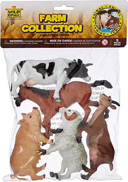 WILD REPUBLIC - SACHET DE FIGURINES D'ANIMAUX DE LA FERME 5 PIÈCES