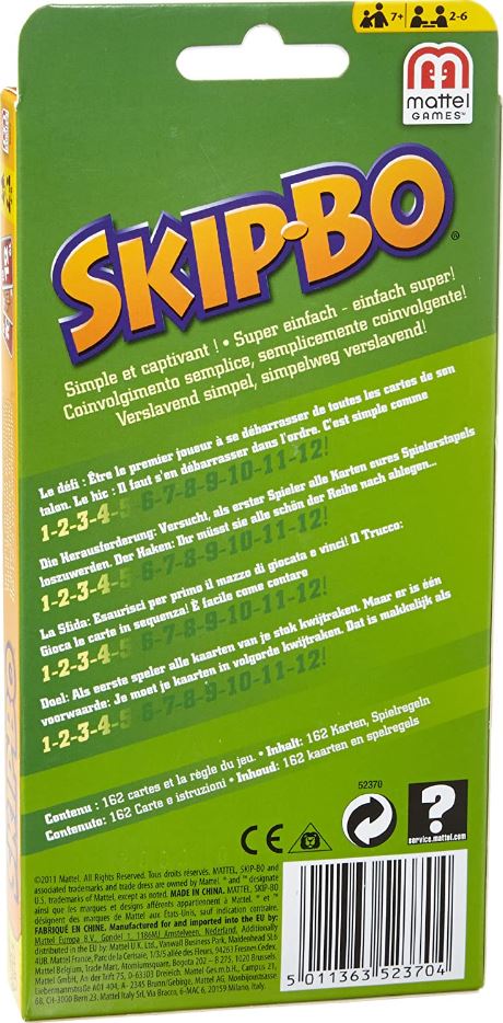 Acheter Skip-Bo SKIP BO jeu de cartes 162 cartes jeux de fête en