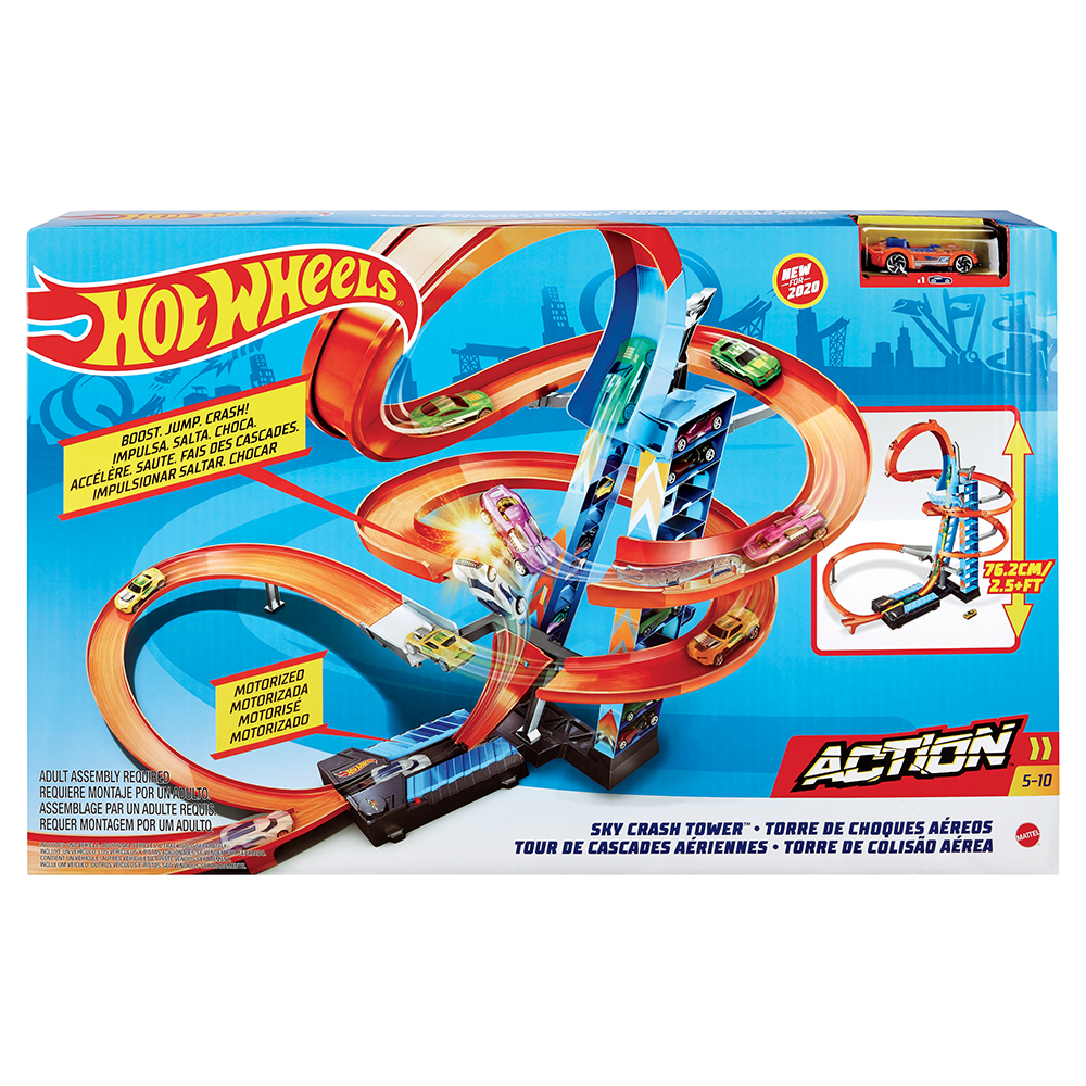 Hot Wheels Double Loop Dash Drag Racing with 2 Vehicles Playset  : Toys & Games
