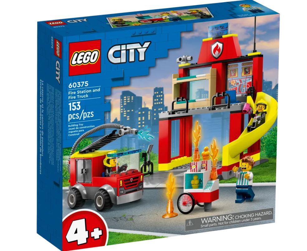 LEGO City La caserne et le camion de pompiers 60375 Ensemble de jeu de  construction (153 pièces)