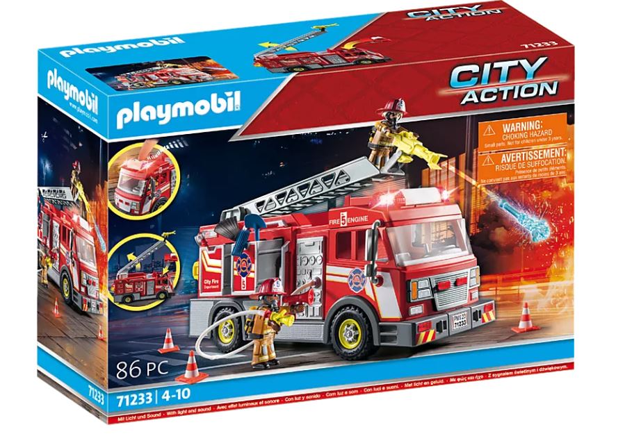 71233 - Playmobil City Action - Camion de pompiers avec grande échelle  Playmobil : King Jouet, Playmobil Playmobil - Jeux d'imitation & Mondes  imaginaires