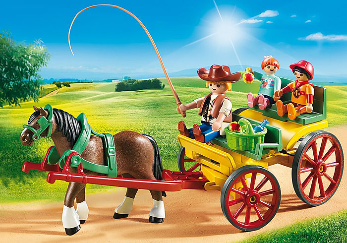 sympa Famille avec attelage 3117 Playmobil ( calèche , chevaux