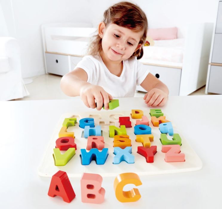 Tableau magnétique alphabet + casse-tête en bois 24 pcs - 2 à 4 ans - JEUX,  JOUETS -  - Livres + cadeaux + jeux