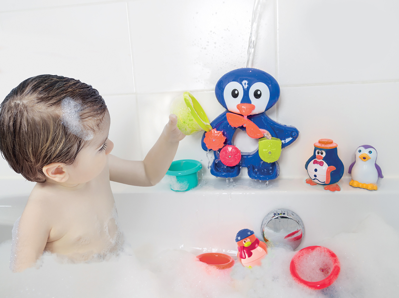 Jouets de bain Mowze Baignoire Pingouin Jouet pour tout-petits enfants  bébés 1 2 3 4 ans garçons et filles - Musique et lumière LED - Cadeau  d'anniversaire - Piscine