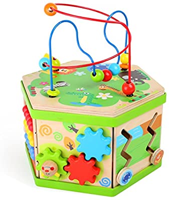 Cube D Activite En Bois Avec Le Theme Safari Bebe Tables D Activites